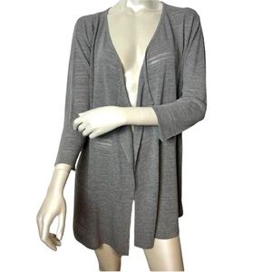 Esperanza Lightweight Rayon Open Long Line Cardigan in Grey